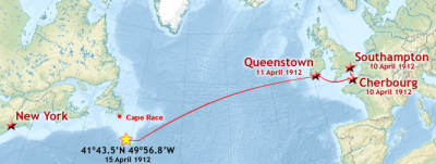 carte itinéraire Titanic {PNG}