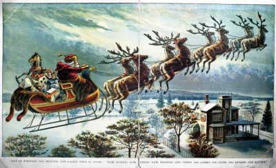 Unbekannt Unbekannt Santas First Outing with Sleigh and Reindeer illustration for A Visit from St Ni MeisterDrucke 507561 {JPEG}